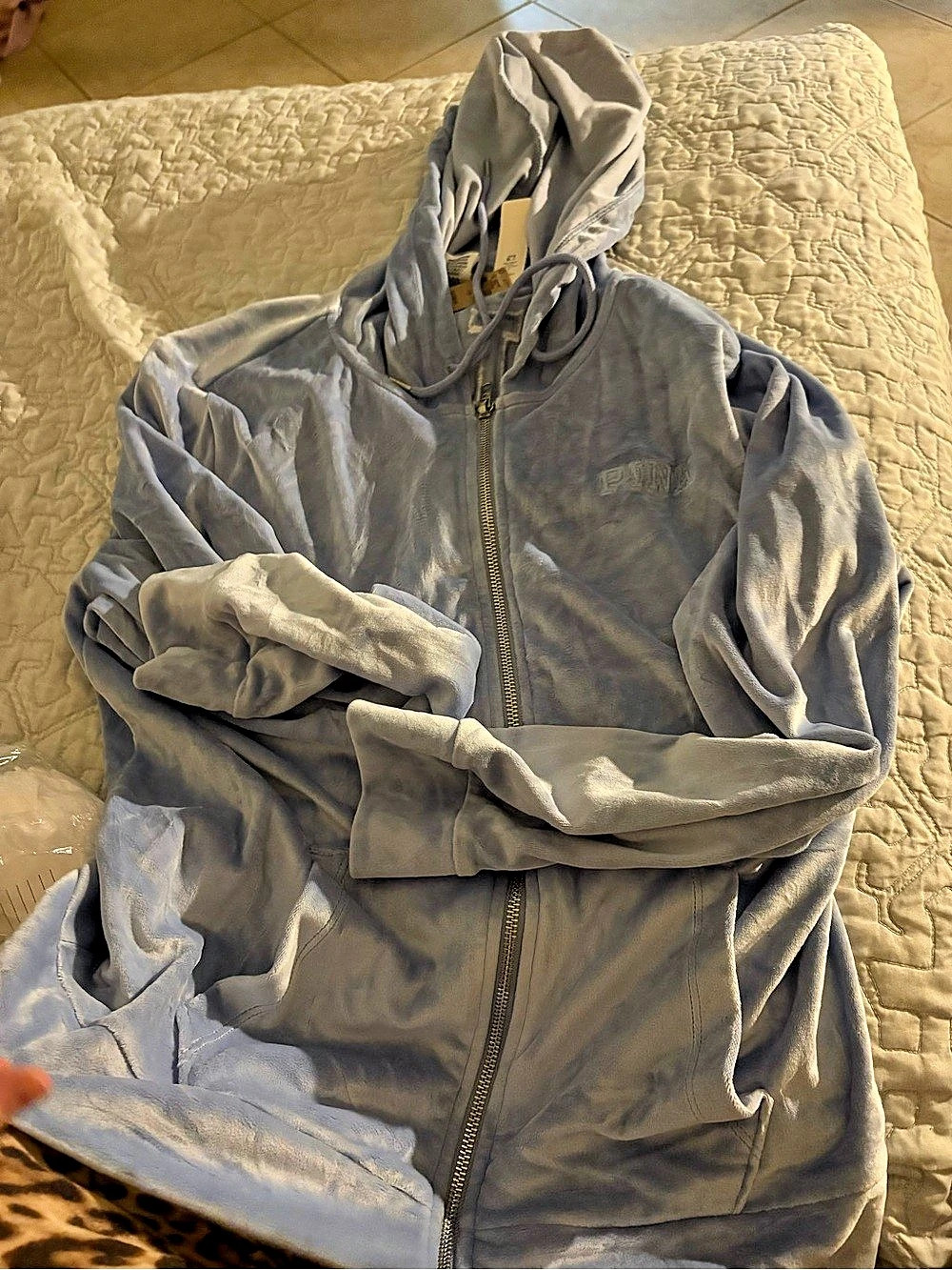 Victoria secret PINK Zip Hoodie in Blue Size Large NWT